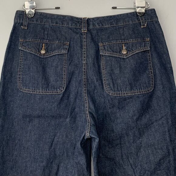 Chaps Size 12P Petite Capris Dark Wash Denim Blue Jeans Lace Up Country Classic - Picture 5 of 7